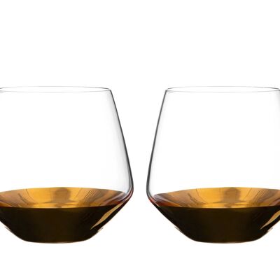 Paire de verres à whisky Diamante - « Bellagio Gold » - Ensemble de 2 verres à gobelet - Peints avec de l'or véritable