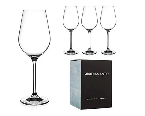 Diamante White Wine Glasses - ‘auris’ Collection Undecorated Crystal - Set Of 4