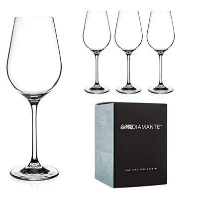 Verres à Vin Blanc Diamante - Collection 'auris' Cristal Non Décoré - Lot De 4