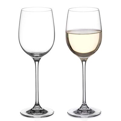 Diamante White Wine Glasses Pair - ‘moda Collection Undecorated Crystal - Set Of 2