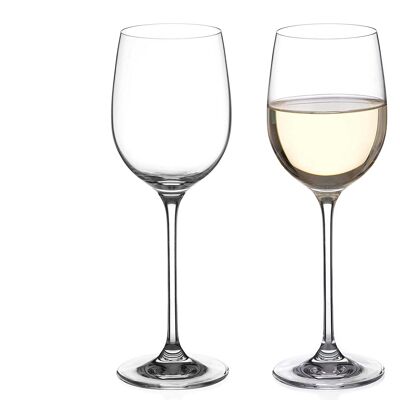 Diamante White Wine Glasses Pair - ‘moda Collection Undecorated Crystal - Set Of 2