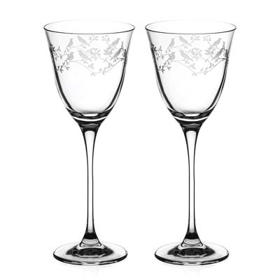 Par de copas de vino blanco Diamante con diseño de cristal grabado a mano de la colección 'serenity' - Juego de 2