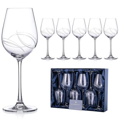 Diamante Lot de 6 verres à vin blanc avec motif « arctique » coupé à la main – Cadeau parfait – Lot de 6