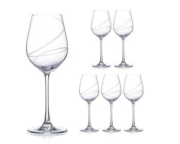 Verres à vin blanc Diamante avec motif découpé à la main de la collection "Aurora" - Lot de 6 dans une boîte cadeau