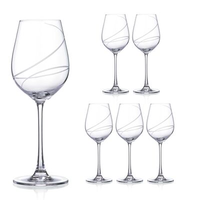 Copas de vino blanco Diamante con diseño cortado a mano de la colección 'aurora' - Juego de 6 en una caja de regalo