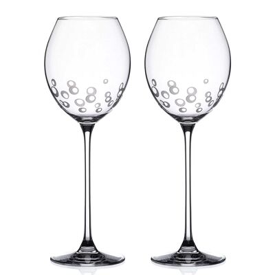 Paire de verres à vin blanc ou rose Diamante avec motif bulles gravées