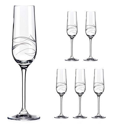 Bicchieri da Prosecco Flute da Champagne tagliati a mano fantasia - Set di 6 - Regalo perfetto