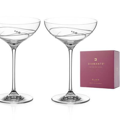 Hand Cut Crystal Champagne Saucer Soho Adorned With Swarovski Crystals - Set Of 2