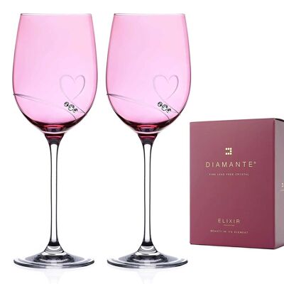 Coppia di bicchieri da vino Luster "romanticismo" impreziositi da cristalli Swarovski - Set di 2