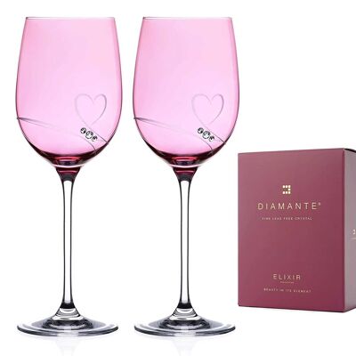 Lustre Wine Glasses Pair 'romance' Embellished With Swarovski Crystals - Set Of 2