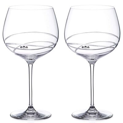 Pair Of Diamante Gin Glasses Copas 'sheffield'- Hand Cut Design Crystal Glass In Gift Packaging