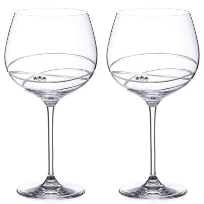 Paire de verres à gin Diamante Copas 'sheffield' - Verre en cristal taillé à la main dans un emballage cadeau