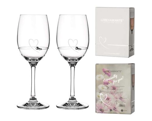 Petit Heart Wine Pairs Etched Design Embellished With Swarovski Crystals