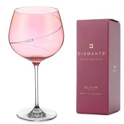 Gin-Glas mit rosa Silhouette, verziert mit Swarovski-Kristallen