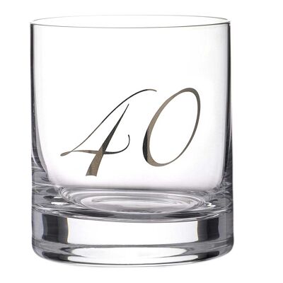Vaso de cristal sin plomo 40th en relieve de platino - Vidrio individual