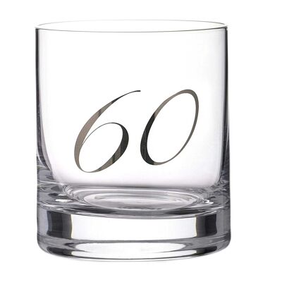 Vaso de cristal sin plomo del número 60 en relieve de platino - Vaso individual