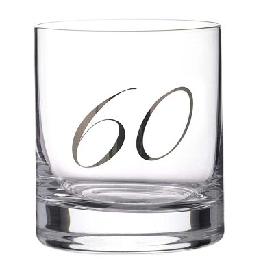 Platinum Embossed 60th Lead Free Crystal Tumbler - Single Glass