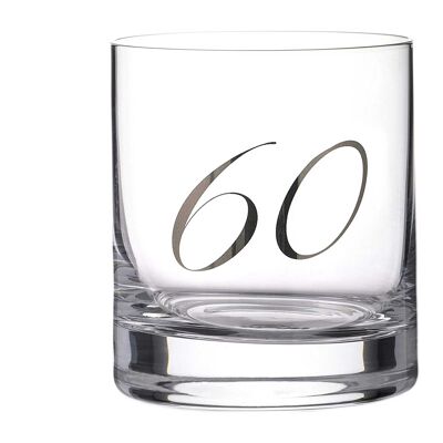 Platinum Embossed 60th Lead Free Crystal Tumbler - Single Glass