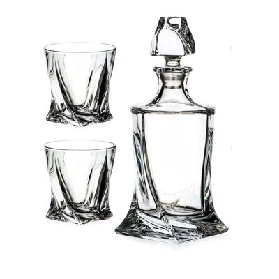 Quadro Whisky Dekanter 5-teiliges Set aus bleifreiem Premium-Kristall