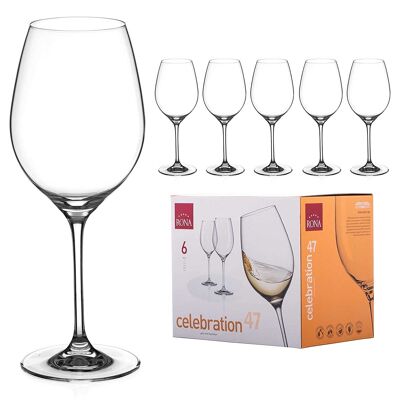 Rona Select Rotweingläser aus Kristallglas – „Celebration“-Kollektion – Set mit 6 Gläsern