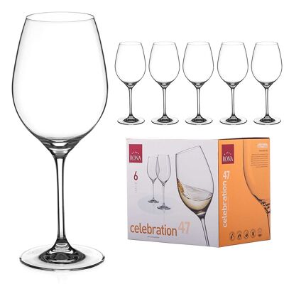 Rona Select Crystal Red Wine Glasses – ‘celebration’ Collection - Set Of 6 Glasses