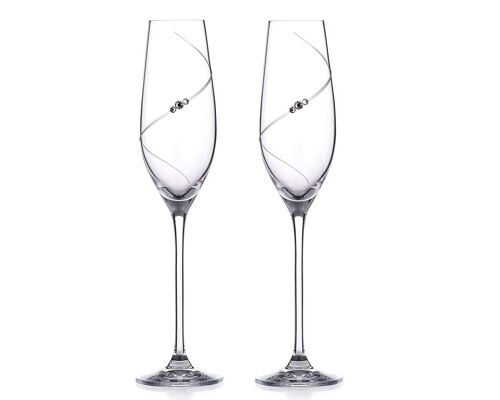 Silhouette Champagne Flutes Adorned With Swarovski Crystals - Set Of 2