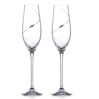 Copas de champán Silhouette adornadas con cristales de Swarovski - Juego de 2