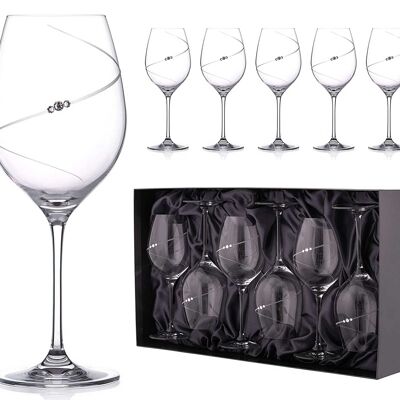 Copas de vino tinto de cristal Silhouette adornadas con cristales de Swarovski - Juego de 6