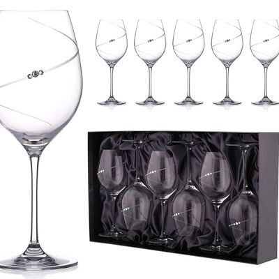 Silhouette Crystal Red Wine Glasses Adorned With Swarovski Crystals - Set Of 6