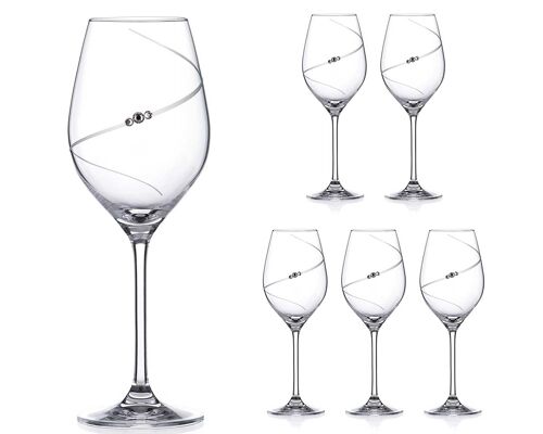 Silhouette Crystal White Wine Glasses Adorned With Swarovski Crystals - Set Of 6