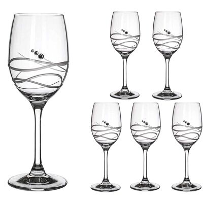 Six Soho Hand Cut White Wine Glasses – Embellished With Swarovski® Crystals