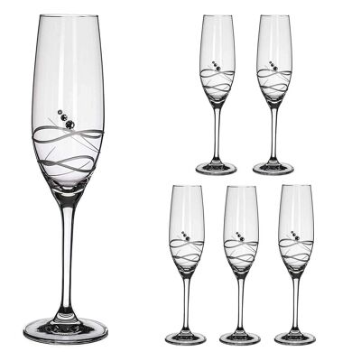 Sechs Soho-Champagner- und Prosecco-Gläser mit Swarovkski®-Elementen