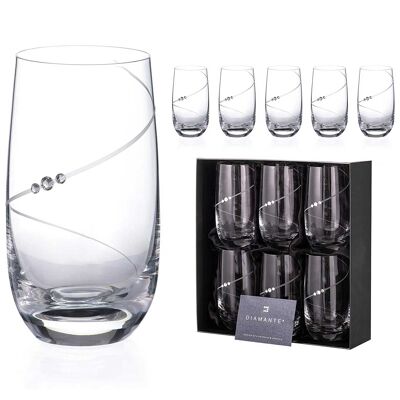 Swarovski-Kristalle, Premium-Kristall, handgeschliffen, Hi-Ball-Longdrink-Cocktail- oder Gin-Gläser – 6er-Set in Geschenkverpackung