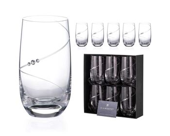 Cristaux Swarovski Silhouette Premium Crystal Hand Cut Hi Ball Long Drink Verres à cocktail ou à gin - Lot de 6 dans un emballage cadeau