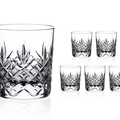 Bicchiere da whisky Symphony in vetro 24% cristallo al piombo con design tradizionale - Set di 6 in una confezione regalo premium foderata in raso