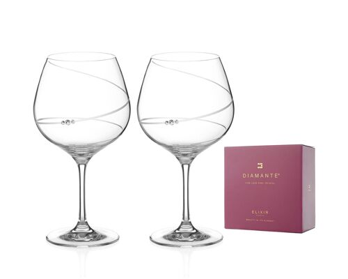Toast Swirl Crystal Gin Glasses Adorned With Swarovski Crystals - Set Of 2