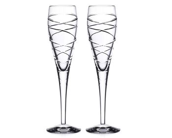 Deux verres à flûte à champagne en cristal de jaspe taillé à la main à 24 % de plomb