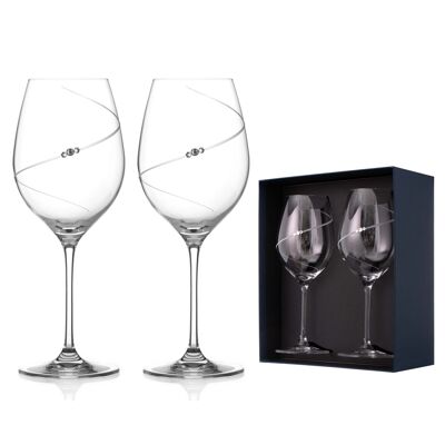 Dos siluetas de copas de vino tinto adornadas con cristales de Swarovski®