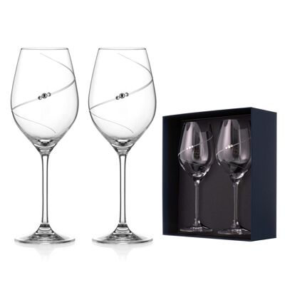 Deux verres à vin blancs et rosés Silhouette ornés de cristaux Swarovski®