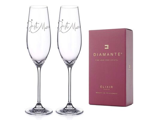 Two ‘just Married’ Wedding Glasses – Adorned With Crystals By Swarovski®