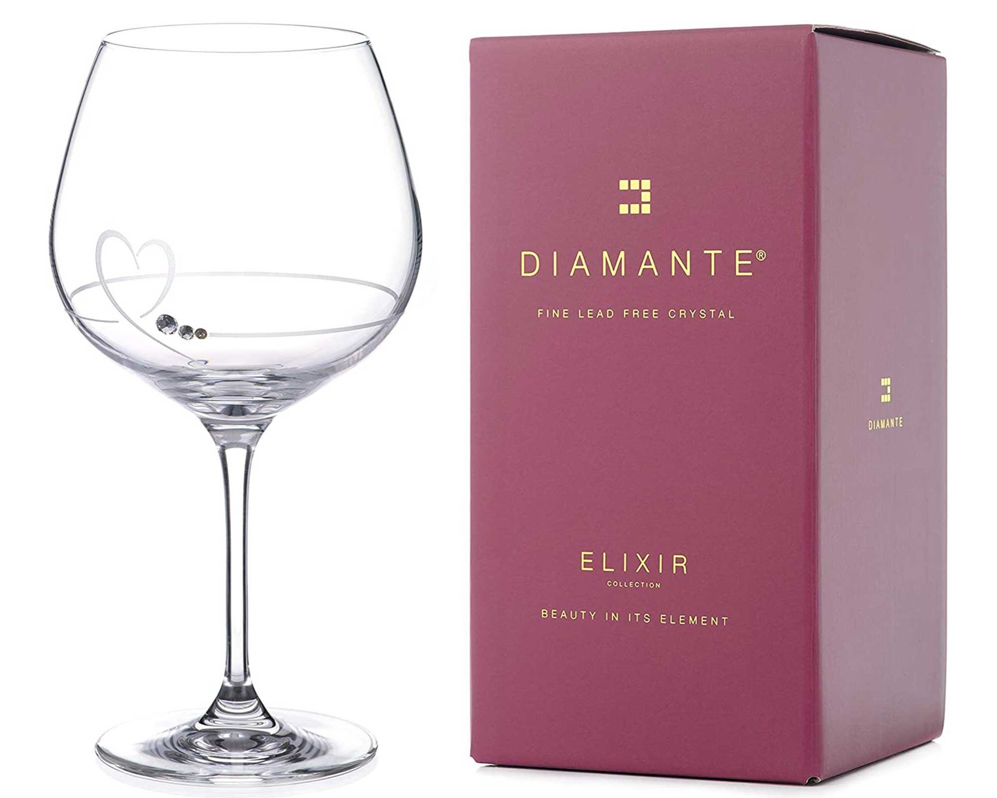 Diamante Wine Glass & Bottle Gift Set by Forever Crystal