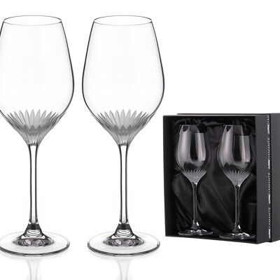 Paar Weißweingläser mit handgeschliffenem Design aus der „Milano“-Kollektion – 2er-Set