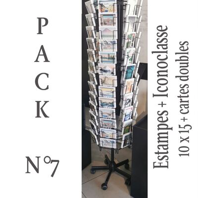 Pack 7 : cartes postales estampes japonaises et Iconoclasse x15 + cartes doubles estampes japonaises x6 + présentoir 6 faces