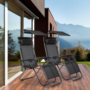 2 x Zero Gravity Fauteuil inclinable Lounge Sun Garden Deck Pliant Patio Canopy 9