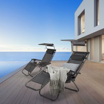 2 x Zero Gravity Fauteuil inclinable Lounge Sun Garden Deck Pliant Patio Canopy 10