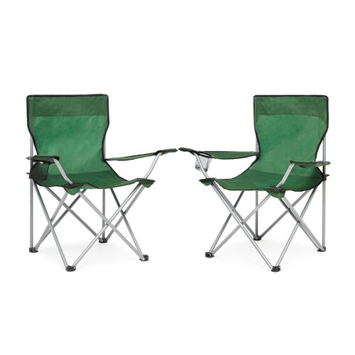 2 x Folding Camping Lightweight Outdoor Beach Chair Fishing Seat Portable Green