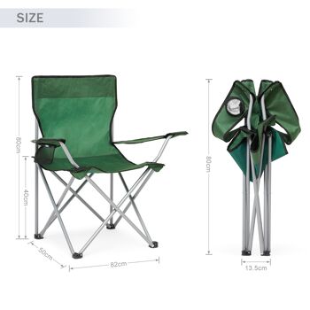 2 x chaise pliante de camping légère en plein air chaise de pêche portable vert 2