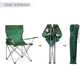2 x chaise pliante de camping légère en plein air chaise de pêche portable vert 3