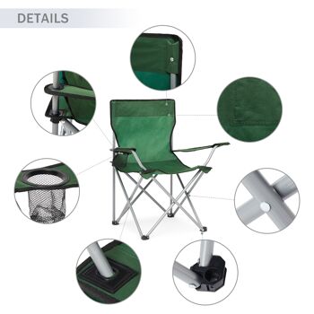 2 x chaise pliante de camping légère en plein air chaise de pêche portable vert 4
