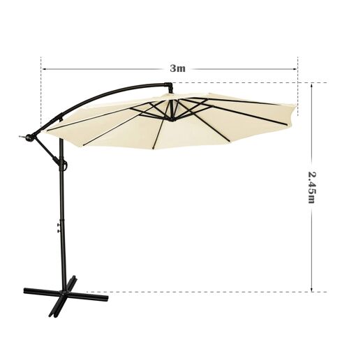 3M Garden Banana Parasol Sun Shade Patio Hanging Umbrella Cantilever Outdoor